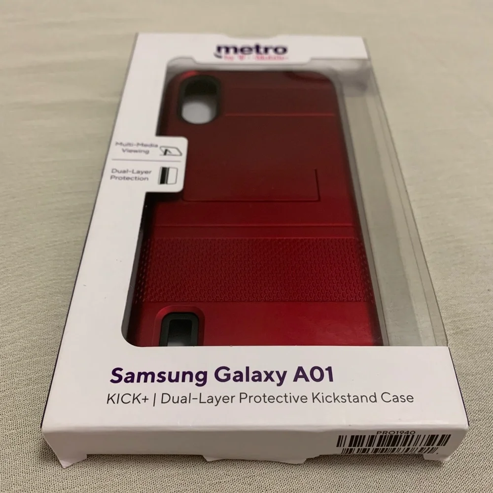 Samsung Galaxy A01 KICK+| Dual-Layer Protective Kickstand Case Metro by T-Mobile